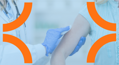 Healthcare worker receiving a flu shot